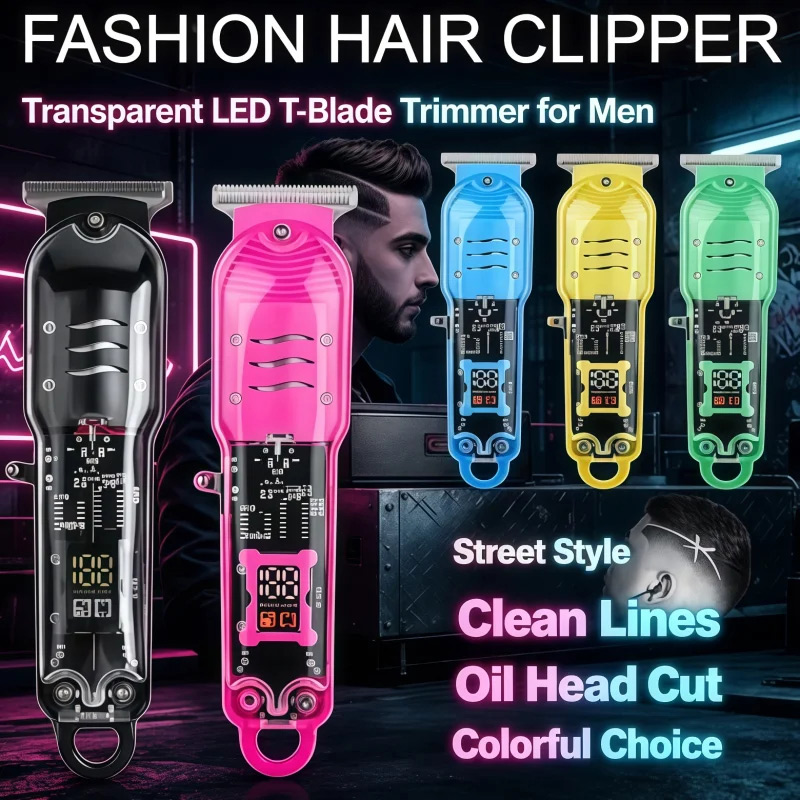 Men'S Grooming Electric Trimmer - Przezroczysta elektryczna maszynka do strzyżenia włosów