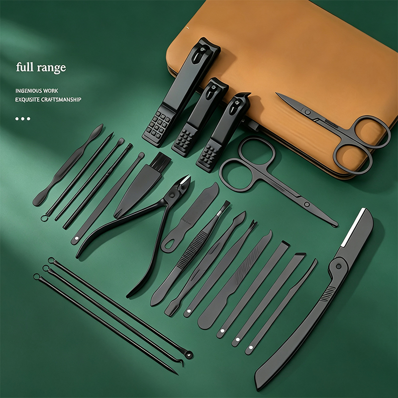 Mens Grooming Kit Case - 24-częściowy zestaw do manicure i pedicure,
