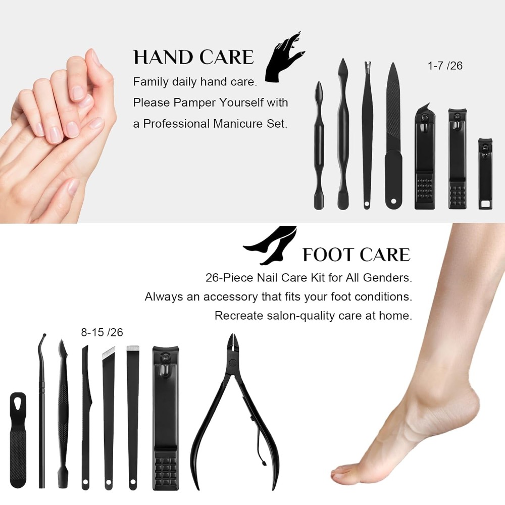 26-częściowy zestaw do manicur – Mens Grooming Kit Case recenzja i cena